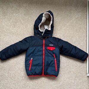 Patagonia Reversible Tribbles Dark Blue and Bright Red Jacket